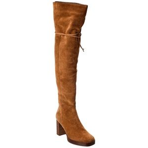 Free People Cognac Brown Echo Platform Over the Knee Boots Size 9